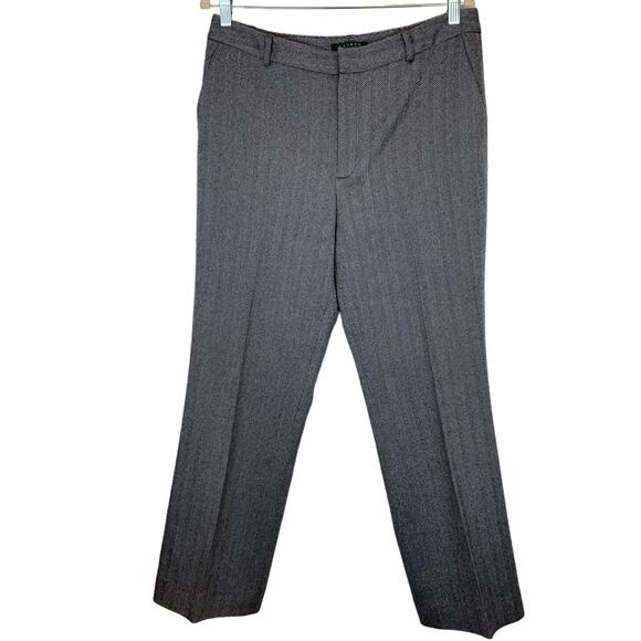 Lauren Ralph Lauren Women's Herringbone Wool Trousers Lined Dark Navy Size 12 - Picture 1 of 4